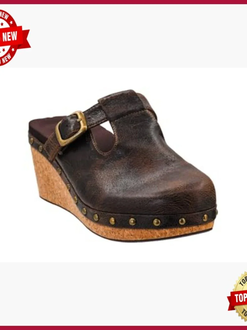 Women's 2.5-Inch Wedge Sandals with Adjustable Buckle and Studded Detailing